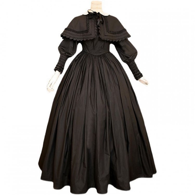 Black Bishop Sleeves Vintage Southern Belles Dress and Shawl Set
